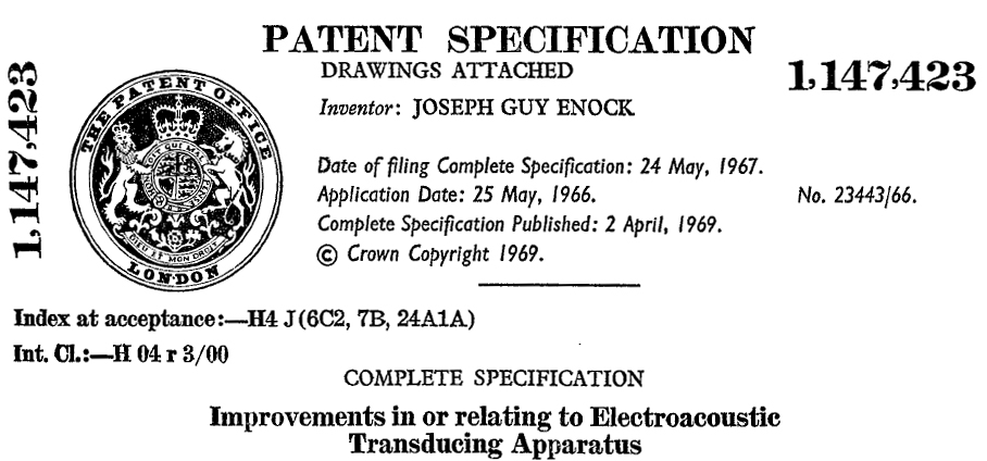 GB1147423A - Improvements in or relating to electroacoustic transducing apparatus