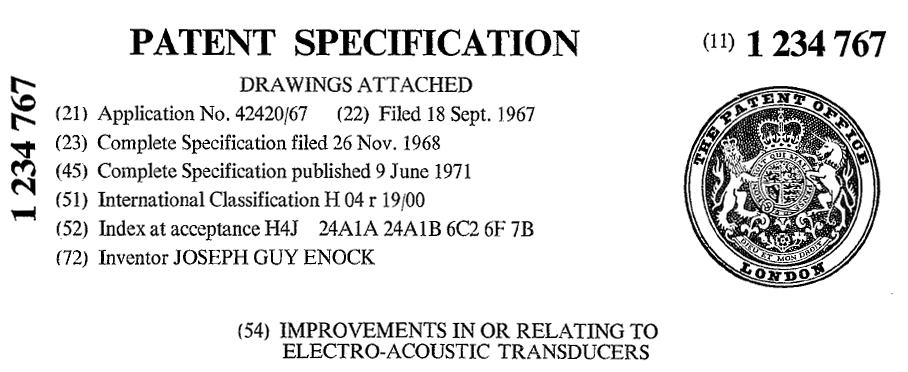 GB1234767A - Improvements in or relating to electro-acoustic transducers